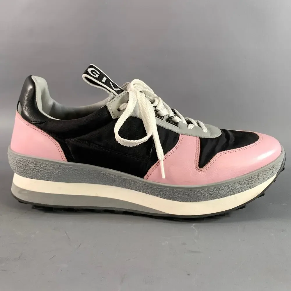 GIVENCHY Size 10 Pink Black Mixed Fabrics Low Top Lace Up Shoes